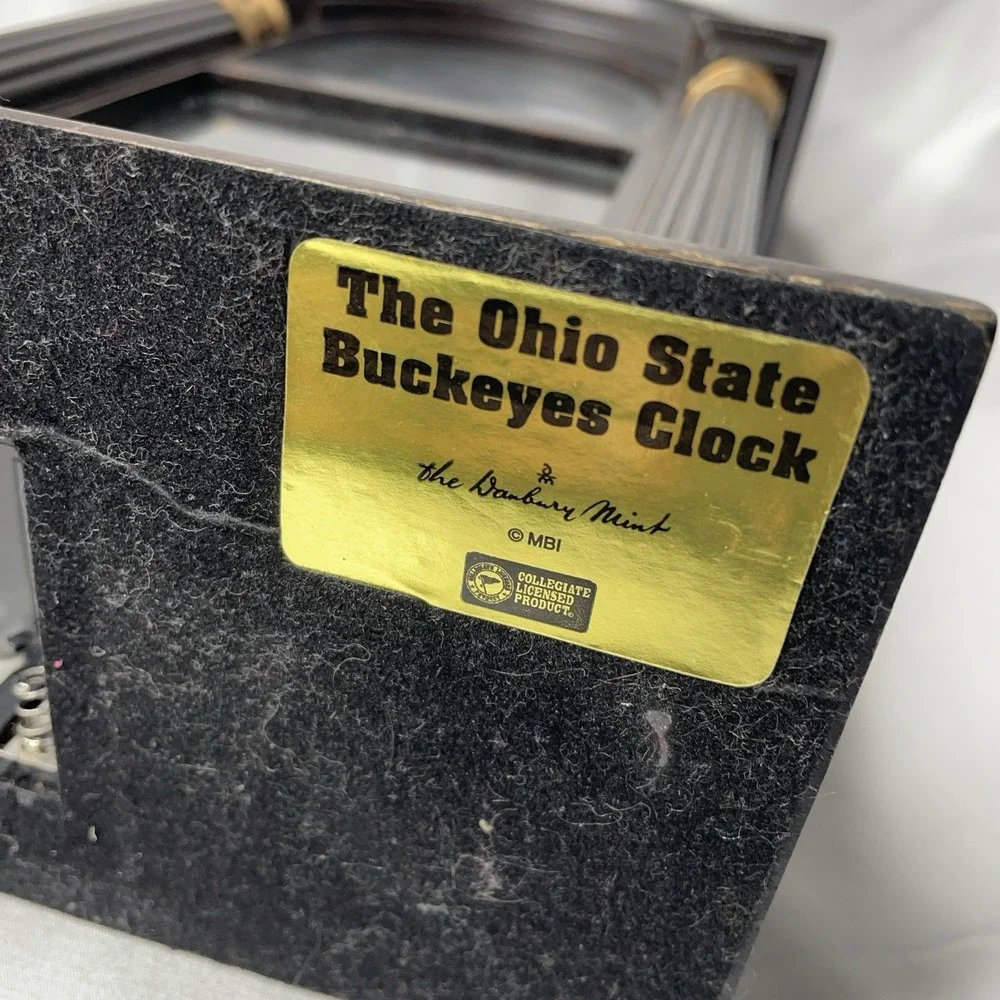 Vintage Danbury Mint Ohio State Buckeyes Football Wooden Grandfather Desk Clock